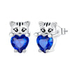 Silver Cat panda koala deer unicorn elephant Zircon Earrings for Women Jewelry Wedding Birthday Gift - Image 16