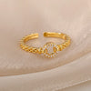 Chain Hollow Out Rings For Women Gold Color Stainless Steel Zircon Cross Open Ring Wedding Aesthetic Jewerly Gift - Image 13