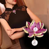 Elegant Lotus Flower Enamel Pins for Women Gold Plated Bouquet Drop White Pearl Brooches Weddings Clothes Accessories - Image 3