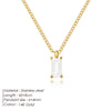Rectangular Zirconia Pendant Women's Jewelry Stainless Steel Gold-Plated Short Necklace - Image 8