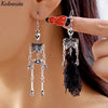 Halloween Skeleton Dangle Earrings For Women Punk Gothic Skull Black Lace Fringe Earring Pumpkin Funny Jewelry Gifts - Image 1