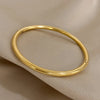 316L Stainless Steel Polished Slim Cuff Bracelet Bangles for Women Smooth Gold Plated Openable Thin Bracelets - Image 6