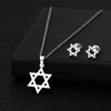 David Star Necklace Earrings Set Classic Jewish Star of David Pendant Stainless Steel Jewelry Sets for Women - Image 2