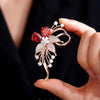 Red Crystal Flower Brooches For Women Rhinestone Lapel Pins Clothing Wedding Party Jewelry Gifts - Image 3