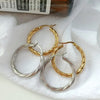 Stainless Steel Plated with Gold Plated Twist Hoop Earrings for Women, Simple Ear Ring Jewelry - Image 3