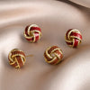 Vintage Metal Twisted Drip Glaze Enamel Stud Earrings for Women Elegant Round Circle Temperament Earrings Jewelry Accessories - Image 5