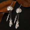 Gothic Punk Metal Retro Silver Color Earrings Sword Ghost Hand Pirate Skull Tassel Earrings Women's Halloween Accessories - Image 4