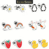 316L Surgical Steel Earrings Cute Style Silver Color Screw Back Oil Dripping Stud Earrings Body Piercing Jewelry Party - Image 1
