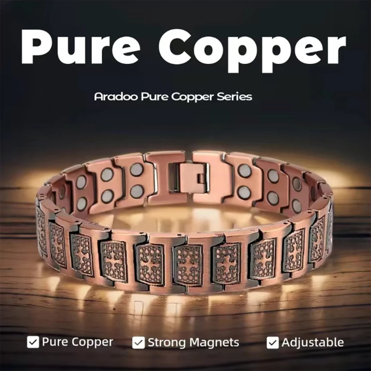 Retro Style Cross-shaped Full Magnetic Copper Bracelet, Dark Ghost Magnetic Stone Bracelet, Halloween/Christmas Jewe - Image 1
