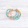 Turquoise Bracelets Gift for Her Stretch Bracelet Jewelry for Women Gold Plated Beads - Image 1