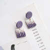 Cute Multi-Gradient Color Square Polymer Clay Earring Stud Set Handmade Braided Knitting Pattern Women's Jewelry Gifts - Image 6