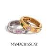 316L Stainless Steel Multicolor Zircon Ring Gold Plated Jewelry For Women's Classic Ring Gift - Image 1