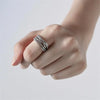 Retro Jewelry Winding Twisted Thai Silver Multi-layer Silver Irregular Geometric Opening Rings - Image 5