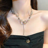 Women Thorn Desin Choker Necklace Fairy Glass Opal Necklace Collarbone Chain Necklace Elegant Silver-Color Party Choker - Image 8