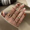 Ten-Piece Stacking Ring Set with Gold-Tone or Silver-Tone Designs - Image 39