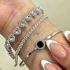 Yupsk 1/3pcs Sliver Color Sparkling Zircon Rhinestone Heart Tennis Bracelets Stainless Steel Bangles Jewelry - Image 2