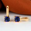 Red Zircon Square Stone Earrings Multicolor Crystal Hoop Earrings Antique Gold Color Engagement Earrings For Women Bride Jewelry - Image 7
