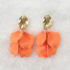 Gold Color Metal Leaf Acrylic Petal Flower Drop Earrings For Women Rose Pink Blue Orange Green Colors - Image 4