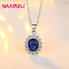 Silver Plated Women Wedding Engagement Jewelry Sets Princess Oval Zircon Crystal Necklace Earrings Ring - Image 3
