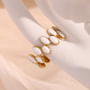 316L Stainless Steel Enamel Double Row Oval Open Ring Gold Plated Jewelry For Women Everyday Wear - Image 2