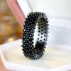 Three Row Tiny Round Stone Black Zircon Rings For Women Vintage Black Metal Engagement Ring Wedding Jewelry Bridal Birthday Gift - Image 3