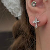 Shiny Rhinestone Zircon Cross Earrings For Women Korean Stainless Steel Earring Daily Birthday Party Y2K Jewelry Gifts - Image 3