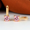 Red Zircon Square Stone Earrings Multicolor Crystal Hoop Earrings Antique Gold Color Engagement Earrings For Women Bride Jewelry - Image 6