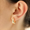 Gold Color Hoop Earrings for Women Oval Circle Stainless Steel Earrings Elegant Piercing Ear Jewelry - Image 2