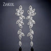 CZ Leaf Long Drop Bridal Earrings for Elegant Women Marquise Cubic Zirconia Wedding Party Jewelry - Image 9
