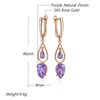 Shiny Lilac Long Drop Earrings for Women Rose Gold Color Whih Purple Zircon Bride Wedding Jewelry - Image 2