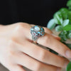 Craft Inlaid Enamel Porcelain Lotus Natural Chalcedony Adjustable Ring Ethnic Classic Ladies Jewelry - Image 5