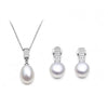Freshwater Pearl Necklace and Earrings Set Woman, Silver Pearl Jewelry Set Mother's Day Gift White - Image 6
