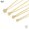 Silver Shiny Round Zircon Pendant Necklaces Chain Choker Statement Necklace For Women Collares Jewelry Gift - Image 1