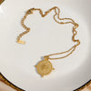 Frosted Surface Acient Sun Compass Pendant Necklace For Woman Ladies Stee Pvd Plated Coin Necklace Gold Jewelry - Image 5