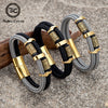 Viking Runes Double-Layer Unfading Steel Wire Rope Bracelets Men Norse Gold Color Stainless Steel Wristband Male Jewelry - Image 1