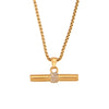 Green Crystal Color Rhinestone T Bar Pendant Square Pearl Chain Stainless Steel Gold Plated Necklace Christmas Jewelry - Image 7