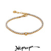 Delicate Bling Cubic Zirconia Heart Chain Bracelet Bangle Stainless Steel Shiny Wrist Jewelry Gift - Image 1