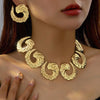 3pc/set Large Round Earrings Collar Necklace Set for Women Exaggerated PU Rope Chains Metal Geometric Pendant Necklace Jewelry - Image 6