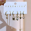 6pcs Pendant Earring Set Star Flower Butterfly and Simple Hoop Earrings Jewelry Gold Plated Accessory - Image 17