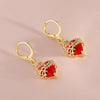 Gold Plated Sacred Heart Drop Earrings For Women Girls Red Cubic Zircon Earring Banquet Party Jewelry 1Pair - Image 8