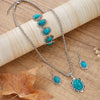 4Pcs/Set Vintage Boho Turquoise Jewelry Set Electroplating Alloy Necklace Bracelet Earrings Set Euramerican Style Classic - Image 5