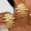 Large Metal Stamping Post Earrings For Women Textured Jewelry Hammered Geometric Holiday Styles Gifts - Image 1