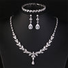 Brilliant Zirconia Leaf Necklace Earrings Rings Bracelets Set for Women CZ Drop Bridal Wedding Jewelry Sets - Image 19