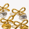 Bow Shaped Heart-shaped Earrings 316L Stainless Steel Jewelry Gold Plated Earrings for Women - Image 6