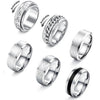 6Pcs Mens Rings 316L Stainless Steel for Men Women Vintage Thumb Engagement Ring Wedding Band Fidget Ring Set Jewel Gift - Image 1