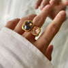 Retro Brown Rhinestone Crystal Ring Women's Geometric Square Open Rings Gold Plating Finger Jewelry Gifts - Image 2