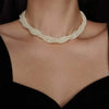 Vintage Multilayer Pearl Choker Necklaces for Women Elegant Imitation Pearl Twisted Neck Chain Necklace Wedding Bride Jewelry - Image 1