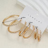 3 Pairs Full Shiny Rhinestone Hoop Earrings Different Size Gold/Silver Color Earrings For Women Simple Jewelry - Image 7