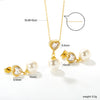 Purple Cubic Zirconia Imitaiton Pearl Pendants Earring Sets For Women Stainless Steel Chain Necklace Jewelry Sets - Image 8