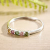 Tourmaline Silver Women Ring Stone Multicolor Silver Opening Rings for Women Adjustable Wedding Ring - Image 2